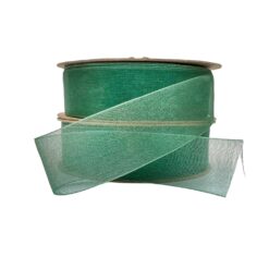 Organza band 2,5 cm, 50m blågrön