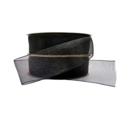 Organza band 2,5 cm, 50m svart