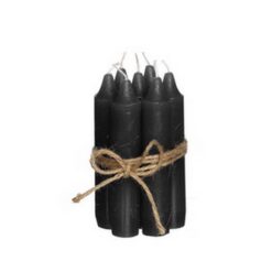 .Middagsljus Svart 7 st / knippe. h.11 cm