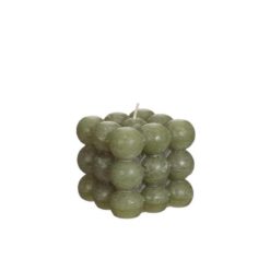 Bubbleljus 8x8x8 cm mossgrön, 6/låda