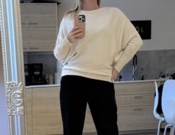 Malva med ribbad ärm Malva  lång ärm offwhite