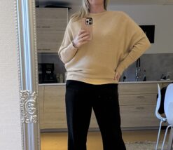 Malva med ribbad ärm Malva  lång ärm beige/camel
