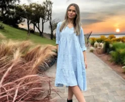 Melanie linendress Light blue