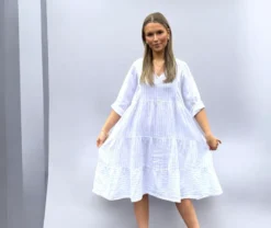 Melanie linendress White