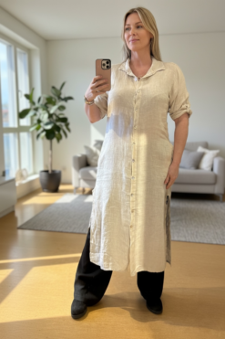 Diza linendress Beige dubbelstorlekar 4-pack