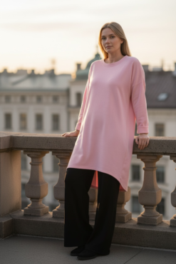 Alessia dress-  Pink round neck