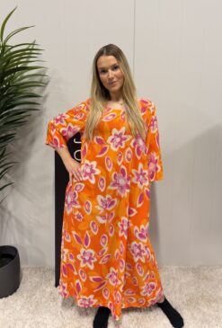Dreamy Florals- sunburst/orange 4 pack, dubbelstorlek
