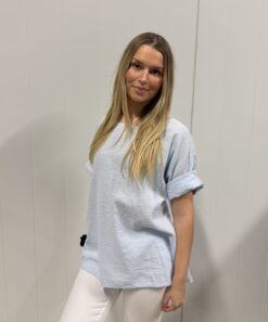 Cotton blouse sky blue 4-pack