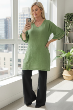 Isolde linendress Green Endast S/M