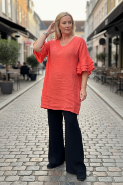 Isolde linendress 100% linne Korall