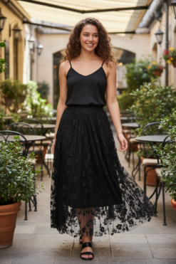 Flower skirt BLACK