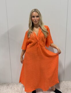 Vera Linendress Orange, 4 i lager