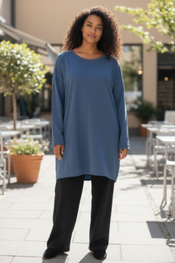 Alessia dress- Jeans round neck