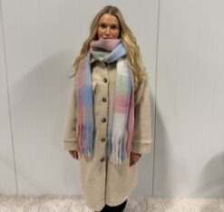 Oversized Adele Scarf Checked Pink
