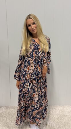 Zassi Dress, Paisley, Navy - 2 storlekar