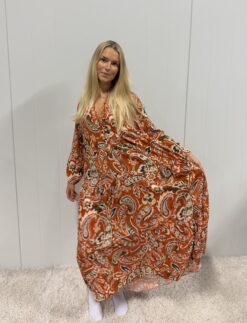 Zassi Dress, Paisley, Orange - 2 storlekar