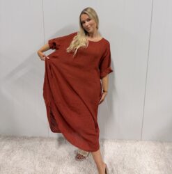 Andrea linendress - Burnt orange