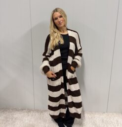Nova long cardigan - Espresso/Beige