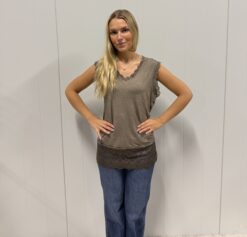 Lace Ärmlös - Taupe