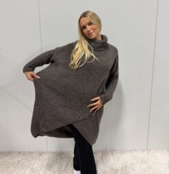 PORTOFINO dress/ longsweater mörk taupe
