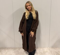 Nova long cardigan choklad
