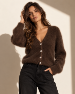 *PRE-ORDER 20/10* Kid mohair short cardigan - Espresso
