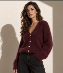 *PRE-ORDER 20/10* Kid mohair short cardigan - Wine